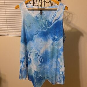 Style & Co Womens XL Blue Tie-Dye Sleeveless Tank Top (Jacqueline #14)